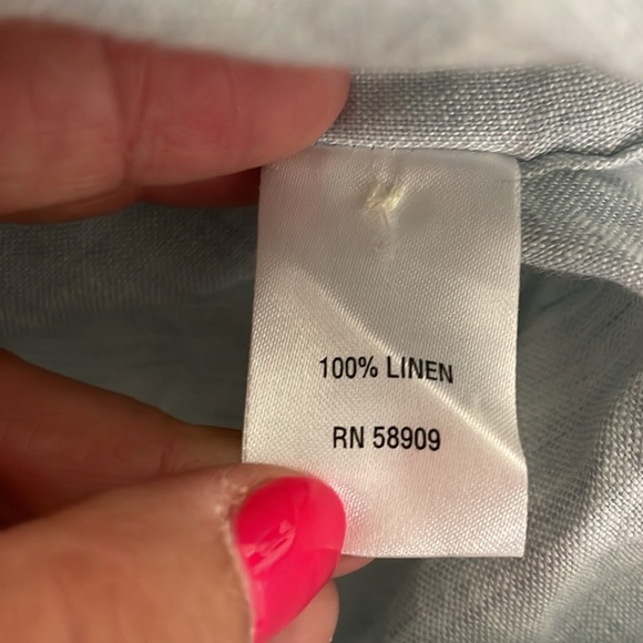 Baird McNutt Linen Murano Slim Fit Mens Blue Roll tab shirt Size Medium - Picture 6 of 6